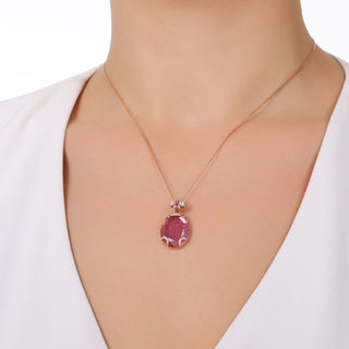HONEYCOMB MAYA GOLD DIAMOND PINK SAPPHIRE NECKLACE