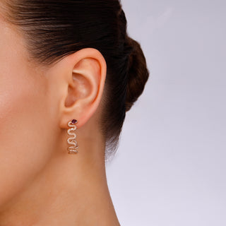 KUNDALINI RAINBOW GOLD DIAMOND RUBY EARRINGS