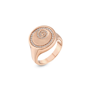 OM GOLD DIAMOND PINKY RING