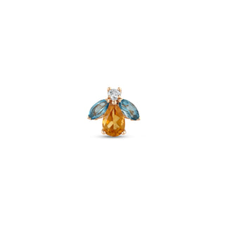 QUEEN BEE MAYA GOLD DIAMOND BLUE TOPAZ SINGLE EARRING