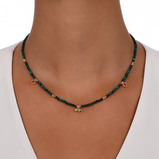 QUEEN BEE GOLD PERIDOT MALAHIT SMALL NECKLACE