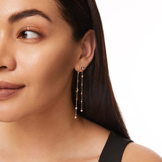 SIRIUS STAR GOLD BAGUETTE DIAMOND CHAIN EARRINGS