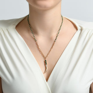 SWORD GOLD DIAMOND EMERALD CHAIN NECKLACE