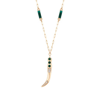SWORD GOLD DIAMOND EMERALD CHAIN NECKLACE