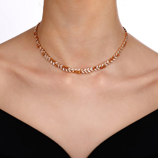 WHEAT GOLD DIAMOND CITRINE CHOKER NECKLACE