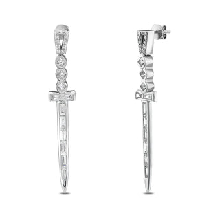 SWORD 18K GOLD DIAMOND EARRING